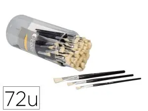 BROSSE PLATE O'COLOR POILS SOIE PORC VIROLE ALUMINIUM MANCHE BOIS NATUREL 24 X Nº6 10 16 BOITE 72 UNITES