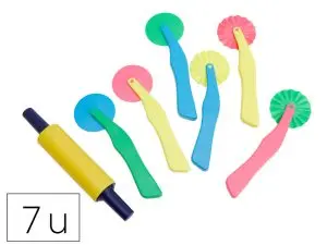 ROULETTE PATE A MODELER O'COLOR PLASTIQUE 2 MODELES   ASSORTIS COLORIS ASSORTIS LOT 6 UNITES + 1 ROULEAU LISSE