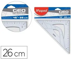 EQUERRE MAPED GEOMETRIC 45º HYPOTENUSE 26CM PLASTIQUE     RECYCLE COLORIS TRANSPARENT   SACHET INDIVIDUEL