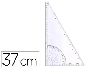 EQUERRE MINERVA REGLE 37CM EQUERRE 60º RAPPORTEUR QUART CERCLE 90º COLORIS TRANSPARENT