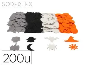 GOMMETTE SODERTEX FEUTRINE ADHESIVE PAILLETEE HALLOWEEN  DIAMETRE 3,5CM COLORIS        ASSORTIS PACK 200 UNITES