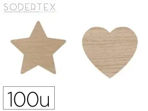 FORMES A DECORER SODERTEX COEURS ET ETOILES BOIS DIAMETRE 3,5CM PACK 100 UNITES