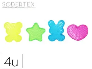 PLAQUE AQUA PERLES SODERTEX FANTAISIE COEUR 6,5CM ETOILE  6CM LAPIN 6,5CM OURS 6CM      COLORIS ASSORTIS PACK 4 UNITES
