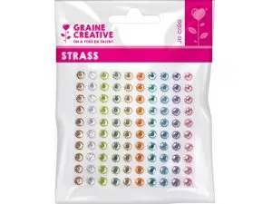 1 PLANCHE GRAINE CREATIVE DE 100 STRASS 5 MM COULEURS PASTEL
