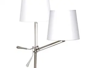 LAMPE DE TABLE UNILUX INCLINEA LED ACIER BROSSE 11W FAIBLE CONSOMMATION INCLINAISON REGLABLE ABAT-JOUR TISSU BLANC