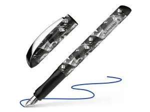 STYLO-PLUME SCHNEIDER INX SPORTIVE ACIER POINTE IRIDIUM TAILLE M ERGONOMIQUE ENCRE    BLEU ROYAL