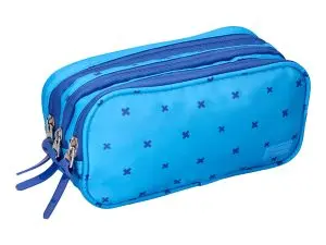 TROUSSE LIDERPAPEL SCOLAIRE 3 COMPARTIMENTS COLORIS BLEU