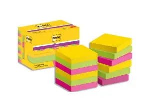 BLOC-NOTES POST-IT SUPER STICKY COULEUR CARNIVAL 47.6X47.6MM90F NEON/BLEU/VERT/JAUN/FUSCH/ORANGE 12 BLOCS  622-1255RIO
