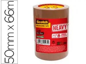 RUBAN ADHÉSIF SCOTCH HEAVY EMBALLAGE 57 MICRONS 50MMX66M COLORIS HAVANE LOT DE 3U