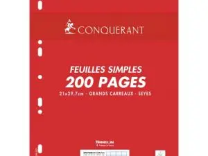 FEUILLET MOBILE CONQUÉRANT SEPT A4 210X297MM 200 PAGES 90G SÉYÈS PERFORÉ COLORIS BLANC