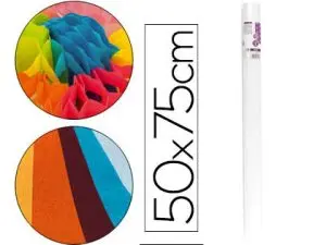 PAPIER DE SOIE LIDERPAPEL 50X75CM 17G/M2 UNICOLORE BLANC ROULEAU 24 FEUILLES