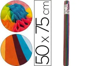 PAPIER DE SOIE LIDERPAPEL 50X75CM 17G/M2 12 COLORIS ASSORTIS ROULEAU 24 FEUILLES