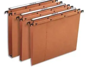 DOSSIER SUSPENDU L'OBLIQUE CARTE CANSON KRAFT ORANGE 240G TIROIR ENTRAXE 330MM H250MM FOND 15 BARETTE ACIER BOÎTE 25U
