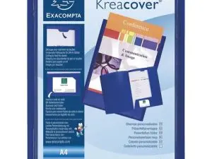 CHEMISE PRÉSENTATION EXACOMPTA KREACOVER POLYPROPYLÈNE SOUPLE 4/10E A4 24X32CM PERSONNALISABLE COLORIS BLEU