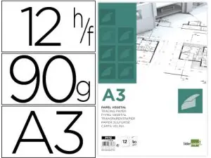 PAPIER CALQUE LIDERPAPEL A3 297X420MM 90G SACHET DE 12 FEUILLES