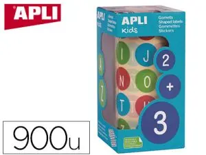 GOMMETTE APLI KIDS ENLEVABLE RONDE 20MM ABC MAJUSCULES MULTICOLORES ROULEAU 900 UNITÉS