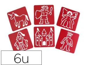 POCHOIR OZ INTERNATIONAL THÈME PRINCESSES ET CHEVALIERS 150X150MM LOT 6 UNITÉS