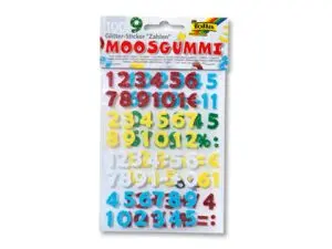 STICKER PAILLETÉ FOLIA MOUSSE CAOUTCHOUC FORMES CHIFFRES COLORIS ASSORTIS PAQUET 100 UNITÉS