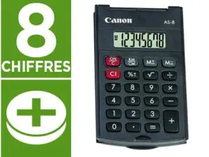 CALCULATRICE CANON POCHE AS-8 8 CHIFFRES COUVERCLE RABATTABLE DE PROTECTION