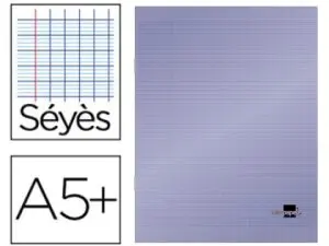 CAHIER PIQUÉ LIDERPAPEL COUVERTURE PLASTIQUE SOUP     LE A5+ 17X22CM 90G 96 PAGES SÉYÈS COLORIS VIOLET