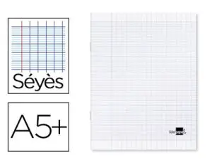 CAHIER PIQUÉ LIDERPAPEL COUVERTURE PLASTIQUE SOUPLE A5+ 17X22CM 90G 96 PAGES SÉYÈS INCOLORE