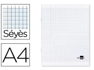 CAHIER PIQUÉ LIDERPAPEL COUVERTURE PLASTIQUE SOUPLE A4 21X29,7CM 96 PAGES SÉYÈS INCOLORE