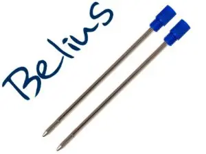 RECHARGE BILLE BELIUS POINTE MOYENNE ENCRE COULEUR BLEU POUR STYLO TIRANA BOÎTE 2 UNITÉS