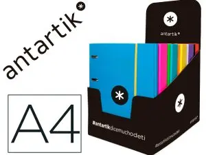 CLASSEUR ANTARTIK 4 ANNEAUX 25MM A4 CARTON REMBORDÉ FEUILLETS MOBILES QUADRILLAGE 5MM COLORIS ASSORTIS