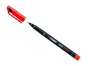 STYLO-FEUTRE STABILO OHP PEN PERMANENT POINTE FINE 0.7MM ENCRE INDÉLÉBILE MULTI-SUPPORTS AGRAFE COLORIS ROUGE