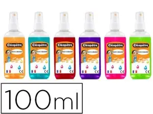 ENCRE À DESSINER CLÉOPÂTRE VAPORISATEUR RECHARGEABLE COLORIS ORANGE TURQUOISE CARMIN VIOLET ROSE ET VERT 100ML LOT 6U