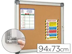 VITRINE D'INTÉRIEUR ALYA EXTRA PLATE CHARNIÈRE AMOVIBLE FAÇADE EN VERRE TREMPÉ FOND MÉTAL CAPACITE 9 FEUILLES 94X73CM