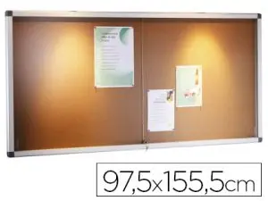 VITRINE D'INTÉRIEUR PLANORGA ALGOL NORME NF FAÇADE EN VERRE TREMPÉ FOND LIÈGE CAPACITÉ 21 FEUILLES 98X155CM