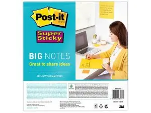 BIG NOTES POST-IT SUPER STICKY 279X279MM 30 FEUILLES COULEUR JAUNE