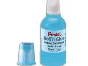 COLLE PENTEL ROLL'N GLUE ROULETTE CAOUTCHOUC PAPIER CARTON INODORE LAVABLE TRANSPARENTE FLACON 30ML