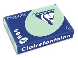 PAPIER COULEUR CLAIREFONTAINE TROPHÉE MULTIFONCTION A4 80G/M2 VERT PASTEL PAQUET 500 FEUILLES