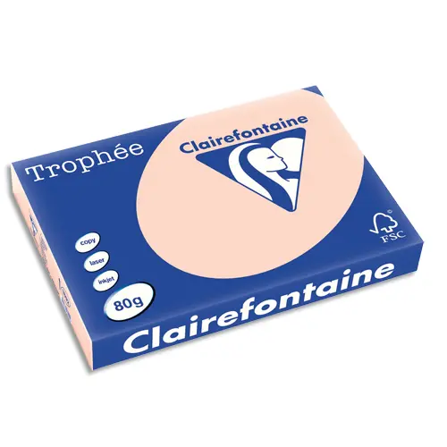 PAPIER COULEUR CLAIREFONTAINE TROPHÉE MULTIFONCTION A3 80G/M2 SAUMON PAQUET 500 FEUILLES