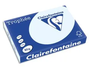 PAPIER COULEUR CLAIREFONTAINE TROPHÉE MULTIFONCTION A3 80G/M2 BLEU PASTEL PAQUET 500 FEUILLES