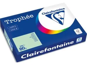 PAPIER COULEUR CLAIREFONTAINE TROPHÉE MULTIFONCTION A3 80G/M2 VERT PASTEL PAQUET 500 FEUILLES