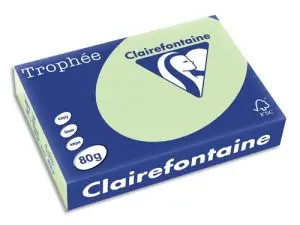 PAPIER COULEUR CLAIREFONTAINE TROPHÉE MULTIFONCTION A4 80G/M2 COULEURS VIVES VERT GOLF PAQUET 500 FEUILLES