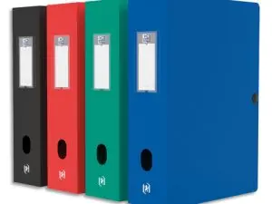 BOÎTE CLASSEMENT OXFORD MEMPHIS POLYPROPYLÈNE OPAQUE 7/10E DOS 80MM BOUTON PRESSION COLORIS ASSORTIS STANDARD