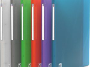 CLASSEUR OXFORD HAWAÏ 4 ANNEAUX RONDS 15MM POLYPROPYLÈNE SUPÉRIEUR 10/10E 310X245MM DOS 20MM ÉTIQUETTE COLORIS ASSORTIS