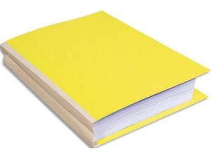 CHEMISE EXACOMPTA CARTE 240X320MM 320G DOCUMENTS A4 210X297MM SOUFFLET DOS TOILE 30MM COLORIS JAUNE PAQUET 25 UNITES