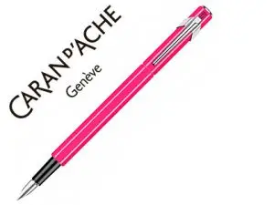 STYLO-PLUME CARAN D'ACHE 840 POP LINE CORPS ALUMINIUM PLUME MOYENNE COLORIS FUCHSIA ÉTUI