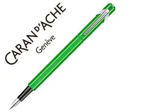 STYLO-PLUME CARAN D'ACHE 840 POP LINE CORPS ALUMINIUM PLUME MOYENNE COLORIS VERT LIME ÉTUI