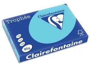PAPIER COULEUR CLAIREFONTAINE TROPHÉE MULTIFONCTION A3 80G/M2 COULEURS VIVES BLEU ALIZÉ PAQUET 500 FEUILLES