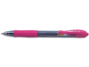 ROLLER PILOT G2+ 7 FUN ECRITURE MOYENNE 0.4MM ENCRE GEL RETRACTABLE CORPS TRANSLUCIDE GRIP CAOUTCHOUC ROSE