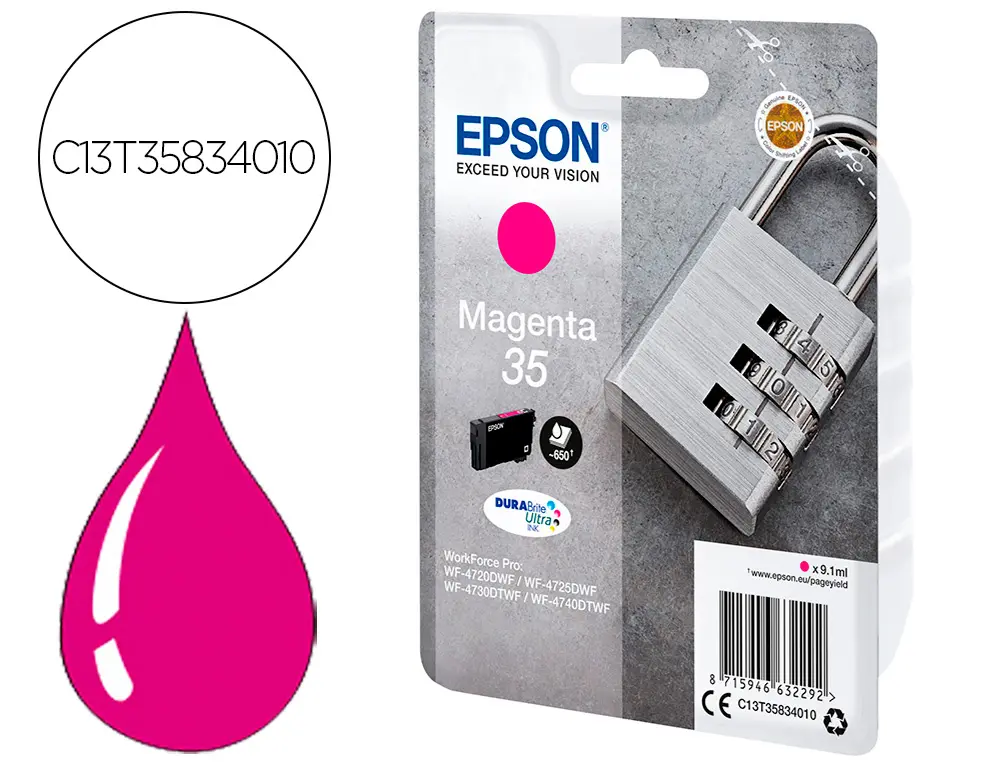 CARTOUCHE EPSON 35 CADENAS T35834010 COULEUR MAGENTA