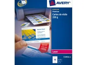 CARTES VISITE AVERY 85X54MM BORDS LISSES 220G POCHETTE 250 UNITÉS TOUTES IMPRIMANTES FACILEMENT DÉTACHABLE