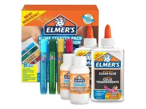 KIT STARTER ELMERS FABRICATION SLIME COLORÉ 2 FLACONS DE COLLE 5 GLITTERS 2 LIQUIDES MAGIQUES