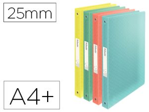CLASSEUR ESSELTE COLOUR'ICE 4 ANNEAUX POLYPROPYLÈNE A4 DOS 25MM COLORIS ASSORTIS